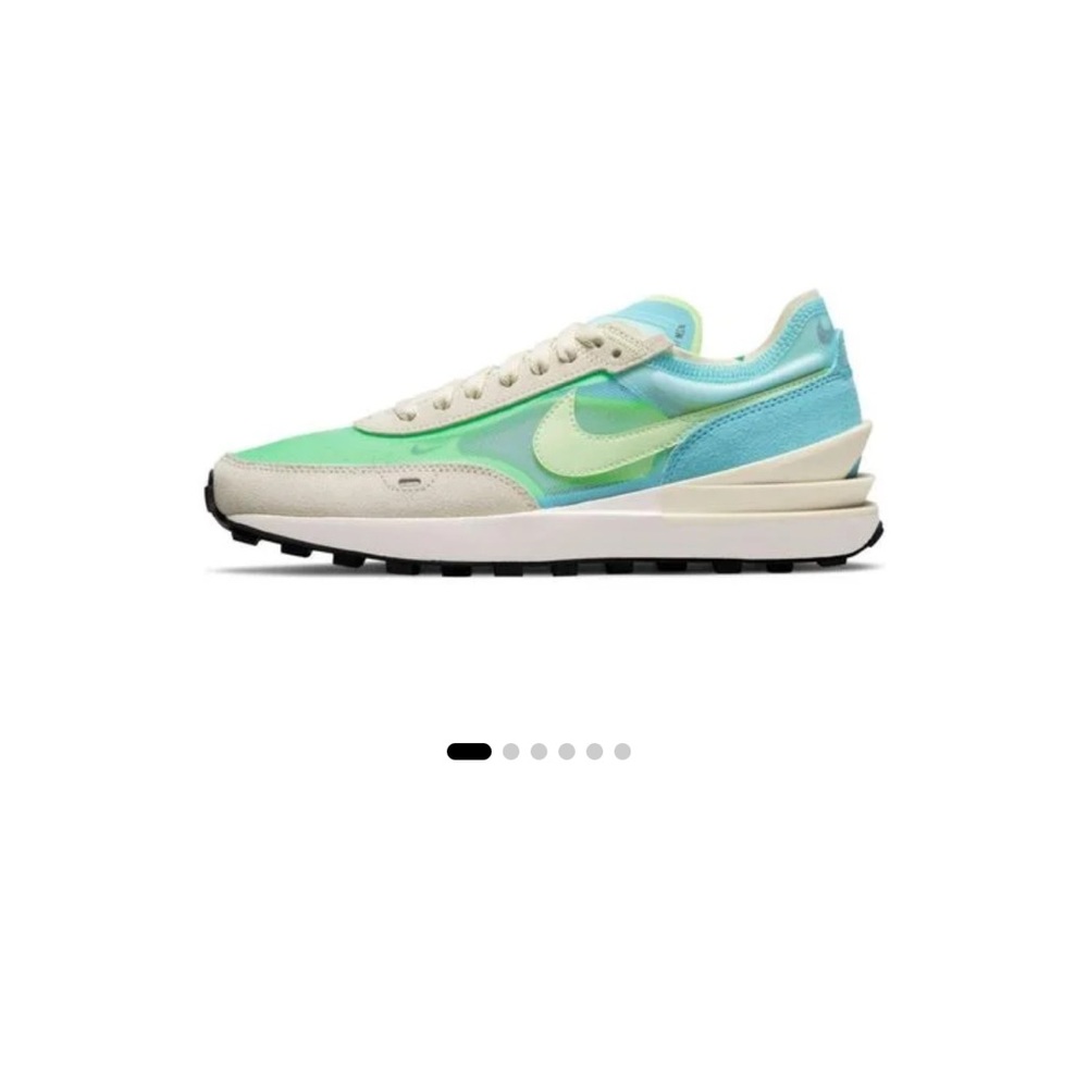 Nike women’s Waffle Ones sold out color 'Bleached Aqua Lime Glow' size6.5 - Picture 2 of 12